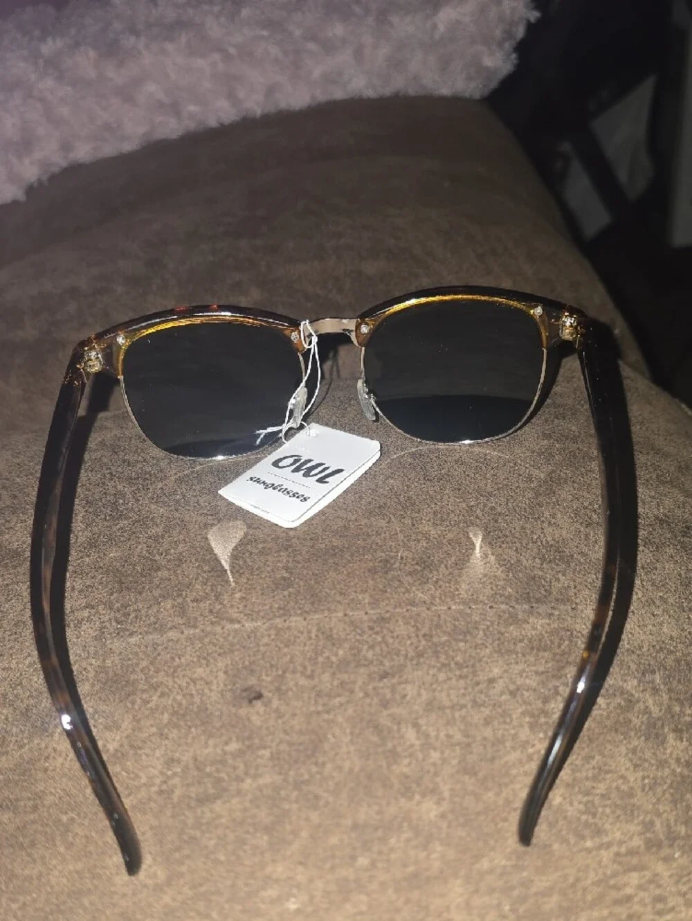 NWT OWL Retro Clubmaster Sunglasses Tortoise Gold Browline UV400